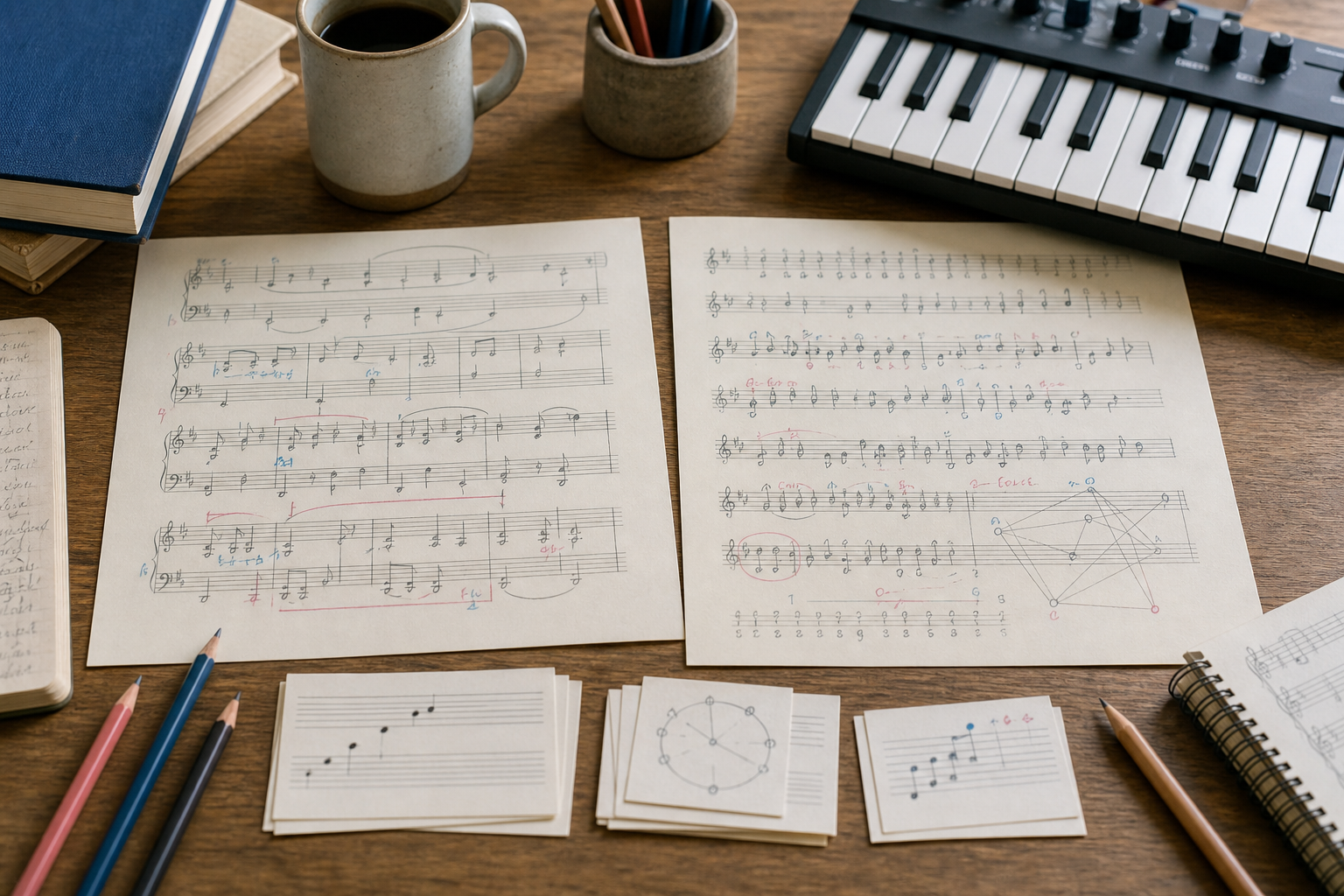 Tonal and post-tonal score analysis with pitch-class study cards
